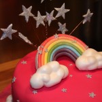pink sparkly rainbow cake