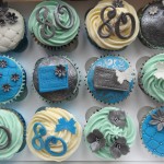 Silver and blue cupcakes